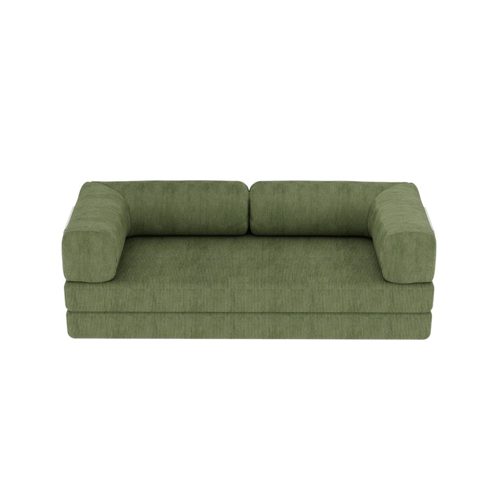 82" Green Corduroy Modular Sleeper Sofa