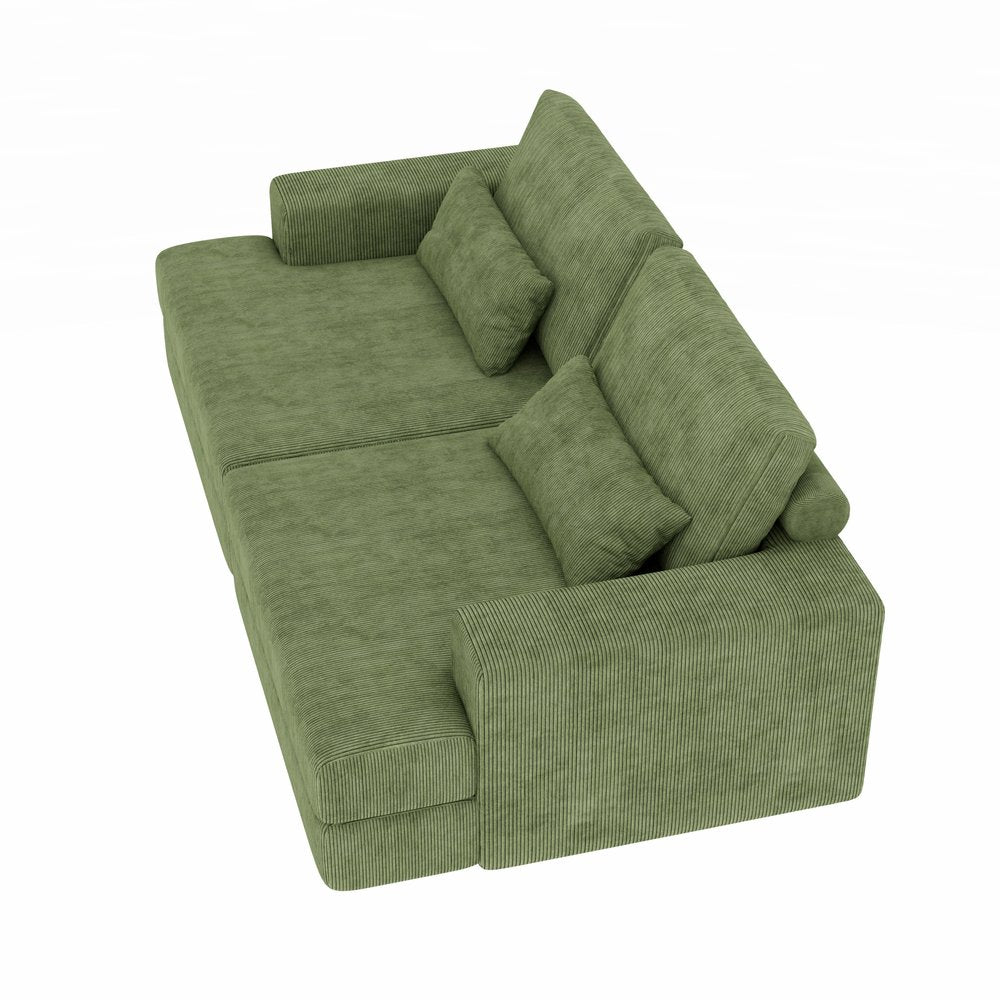 93" Green Corduroy Sleeper Sofa