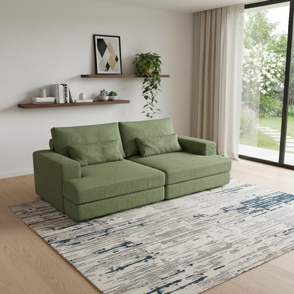 93" Green Corduroy Sleeper Sofa