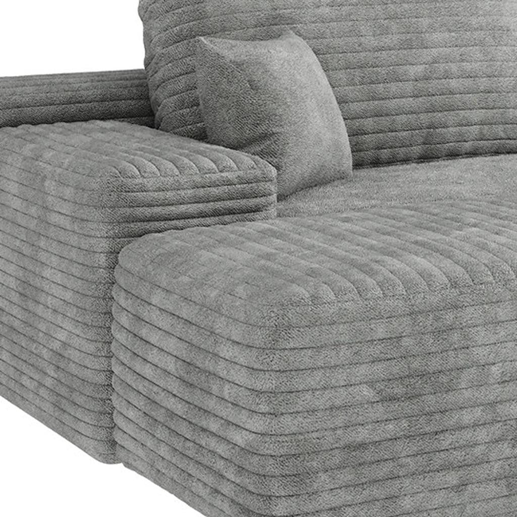 135" Corduroy Compression Foam U-Shape Sectional with Pillows