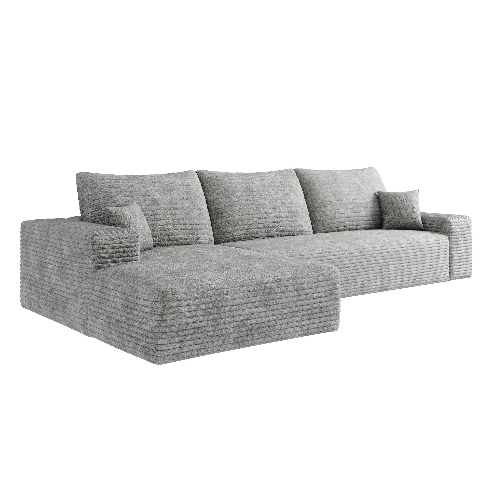 107" Corduroy Compression Foam U-Shape Sectional with Pillows
