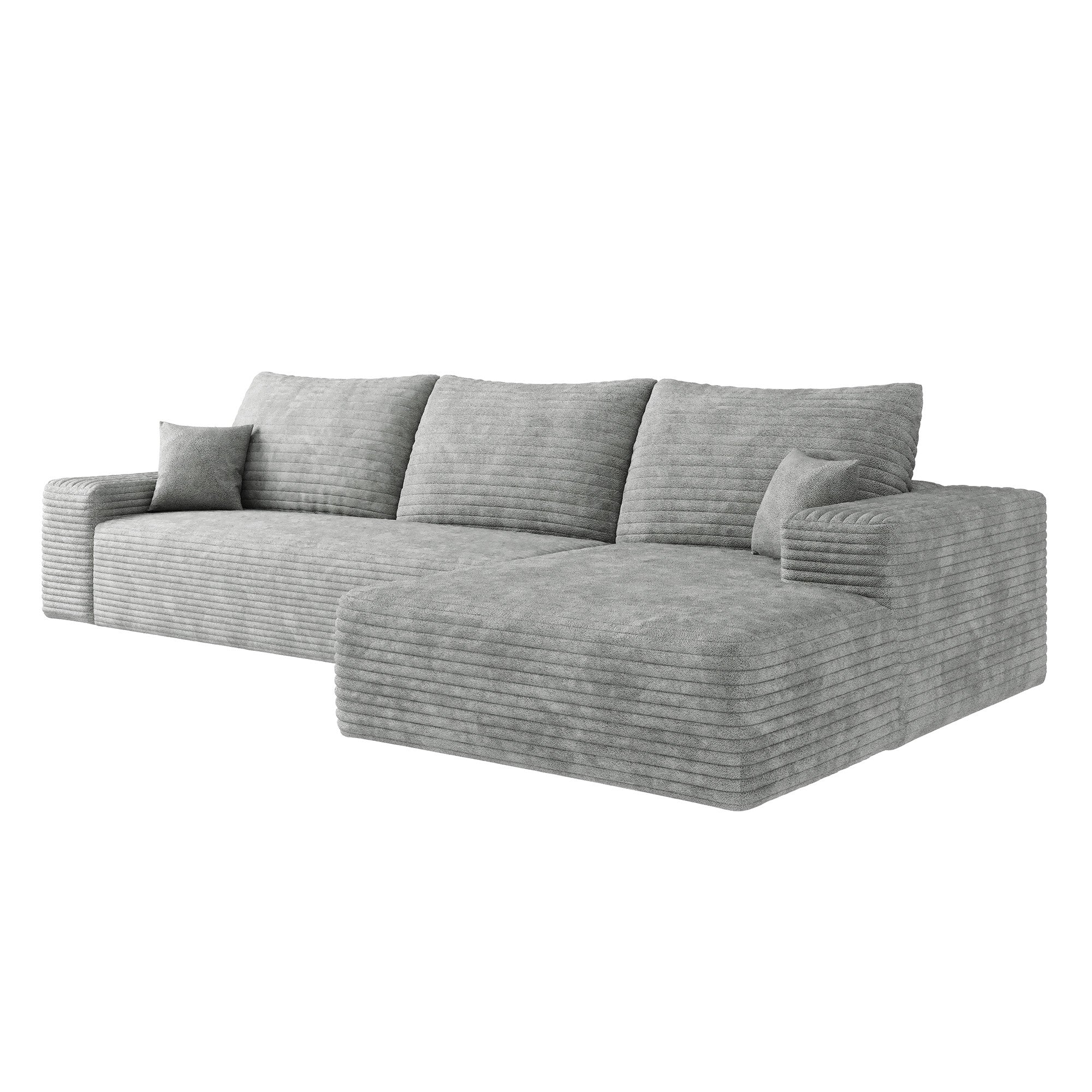 107" Corduroy Compression Foam U-Shape Sectional with Pillows