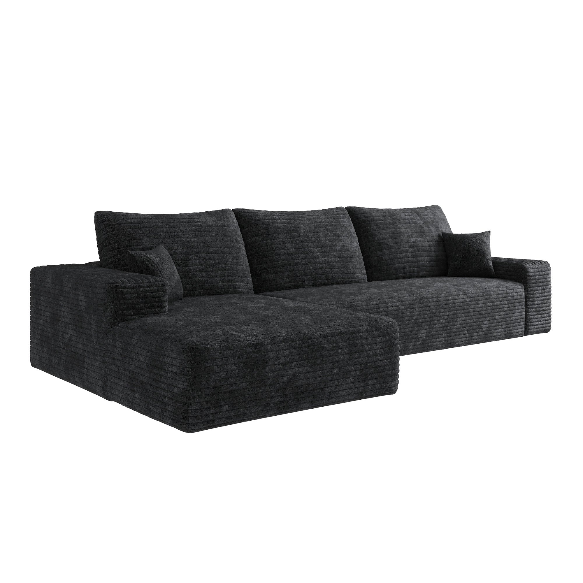 107" Corduroy Compression Foam U-Shape Sectional with Pillows