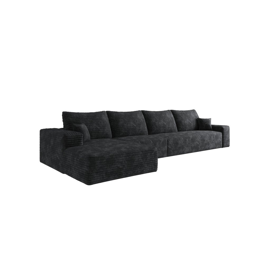 135" Corduroy Compression Foam L-Shape Sectional with Pillows