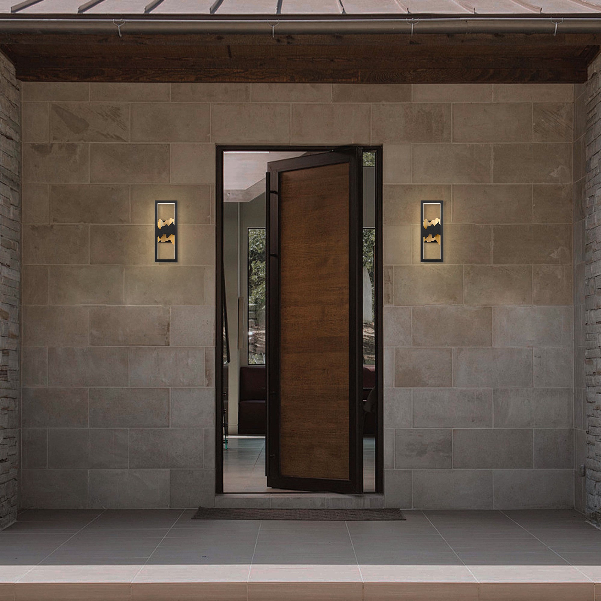 15" Black Metal Shadow Wall Light