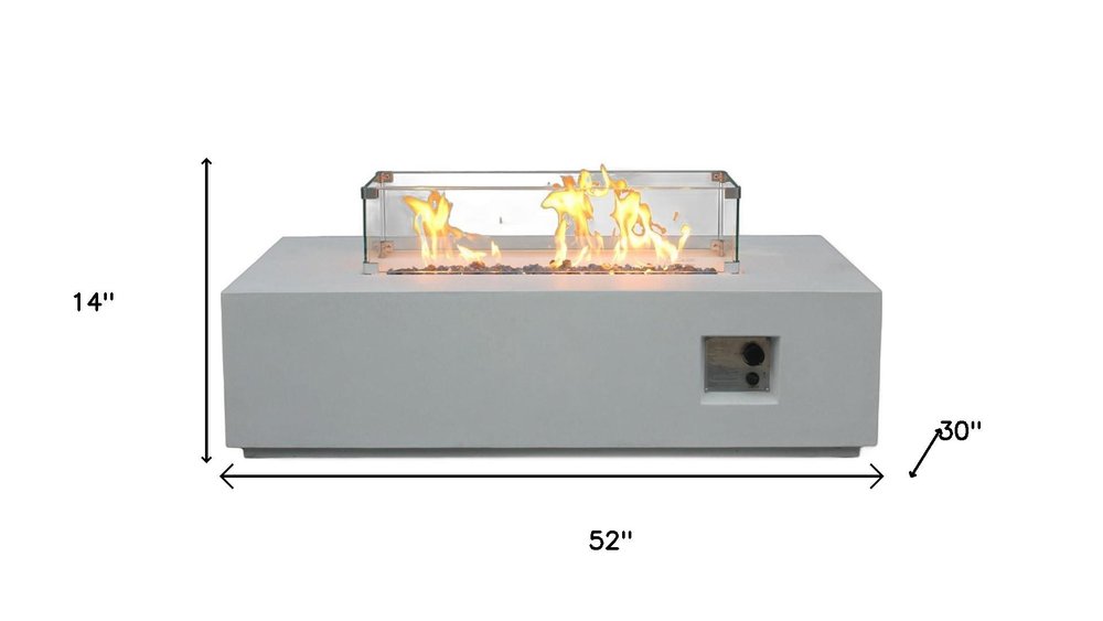 65,000 52" White Concrete Rectangle Propane Fire Pit