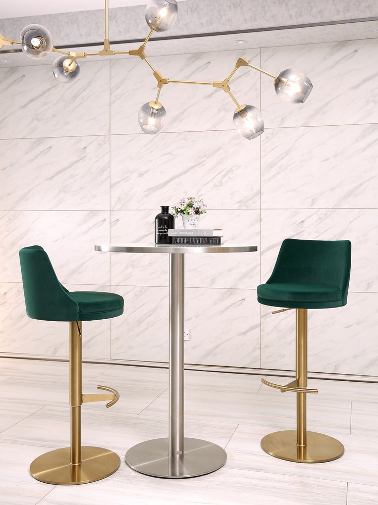 17" Modern Velvet Wingback Bar Chair