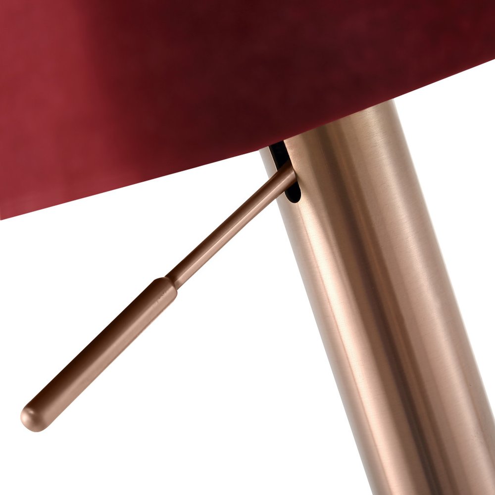20" Red and Rose Gold Velvet Half-Barrel Bar Chair