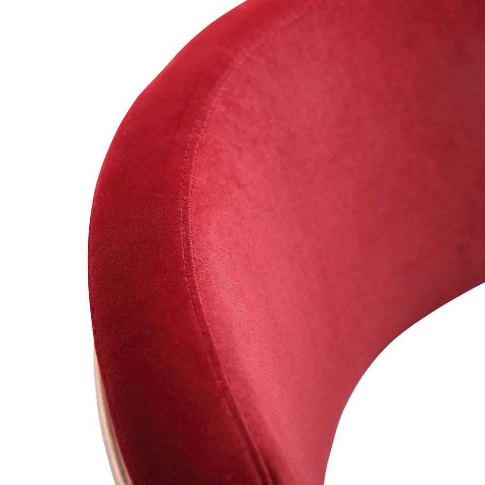 20" Red and Rose Gold Velvet Half-Barrel Bar Chair