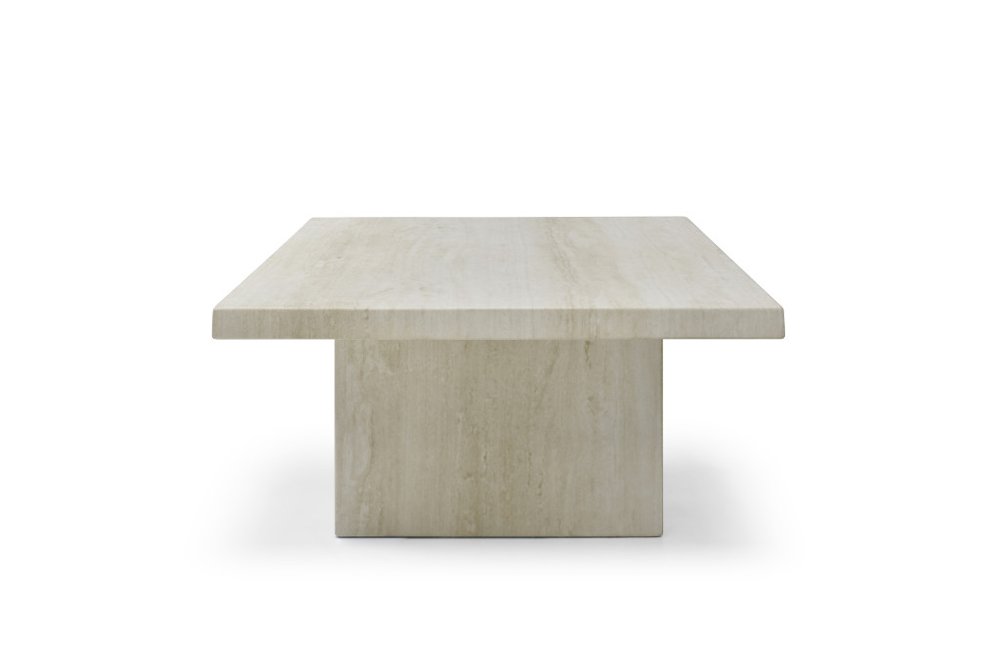 55" Beige Asymmetrical Pedestal Coffee Table