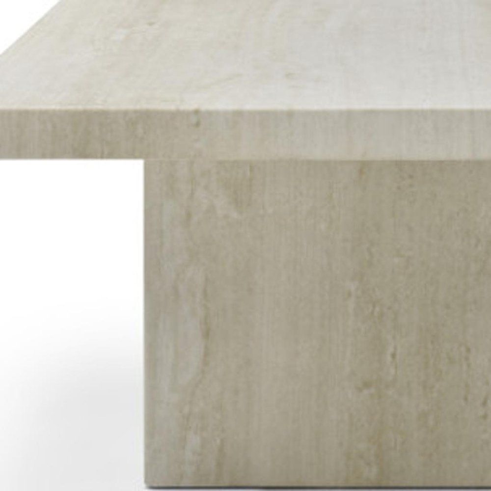 55" Beige Asymmetrical Pedestal Coffee Table