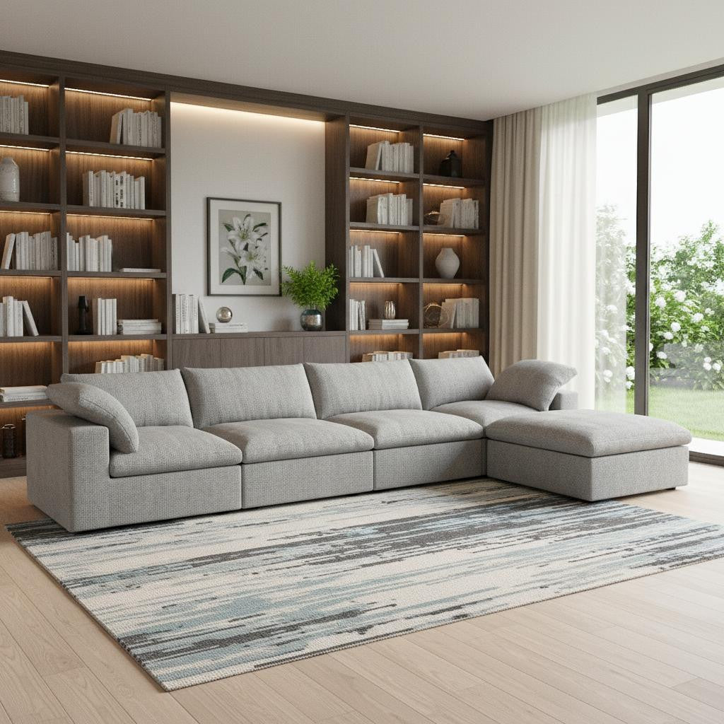 160" Linen Modular L-Sectional with Storage