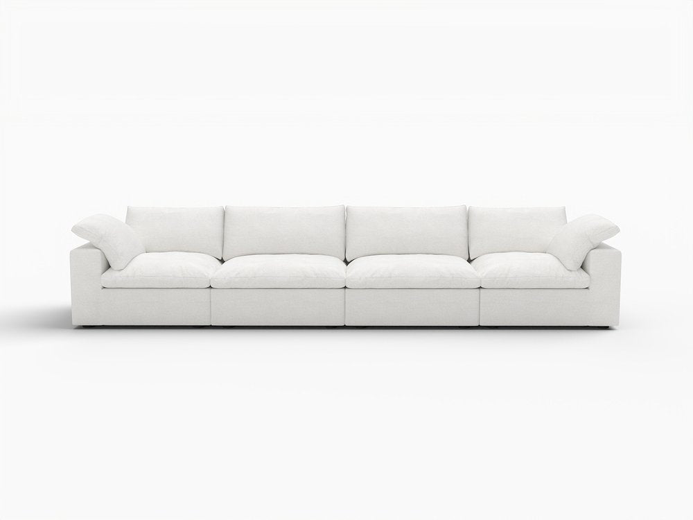 160" Linen Blend Modular Sofa with Toss Pillows