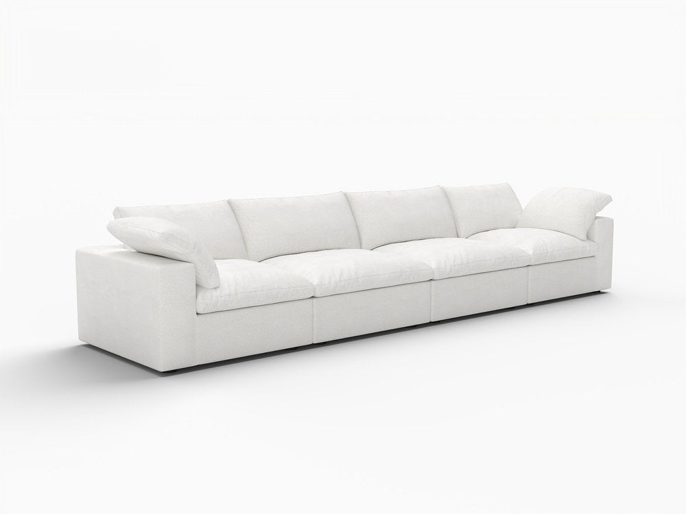 160" Linen Blend Modular Sofa with Toss Pillows