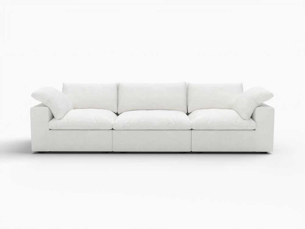 120" Linen Blend Modular Sofa with Toss Pillows