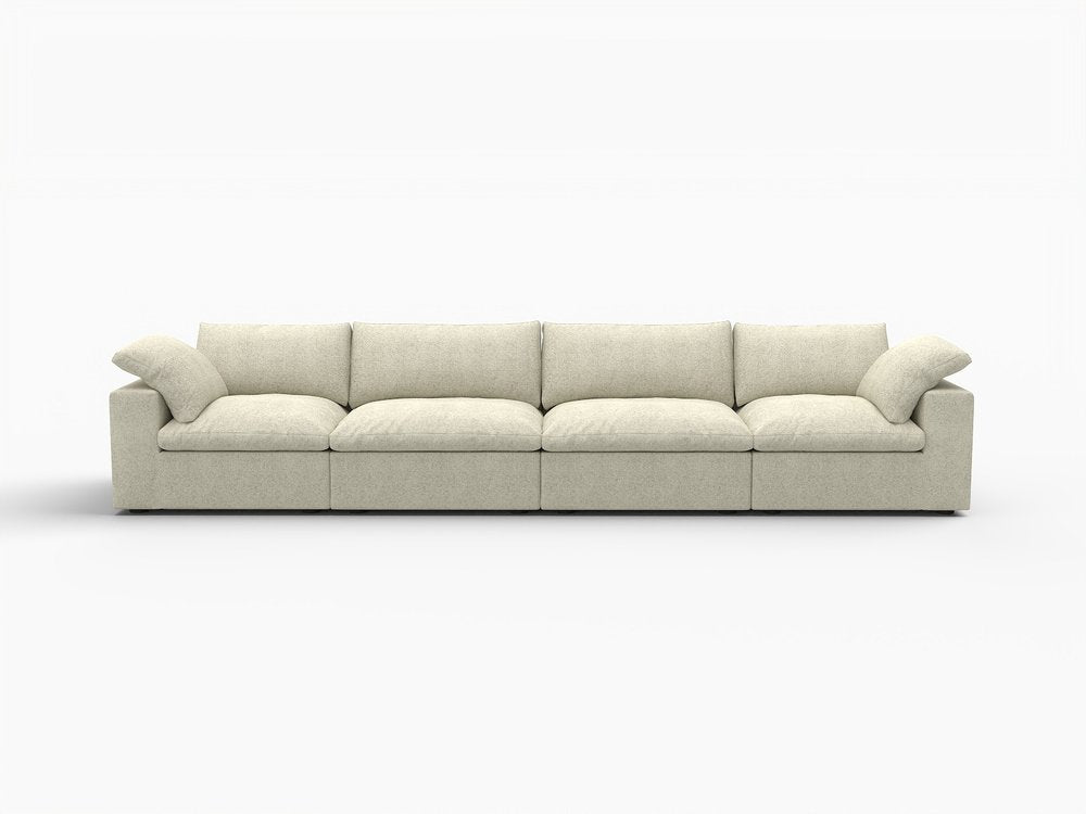 160" Linen Blend Modular Sofa with Toss Pillows