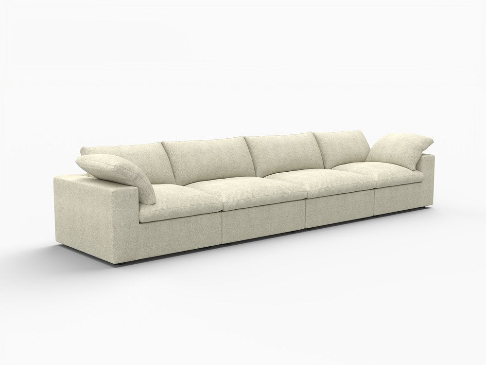 160" Linen Blend Modular Sofa with Toss Pillows