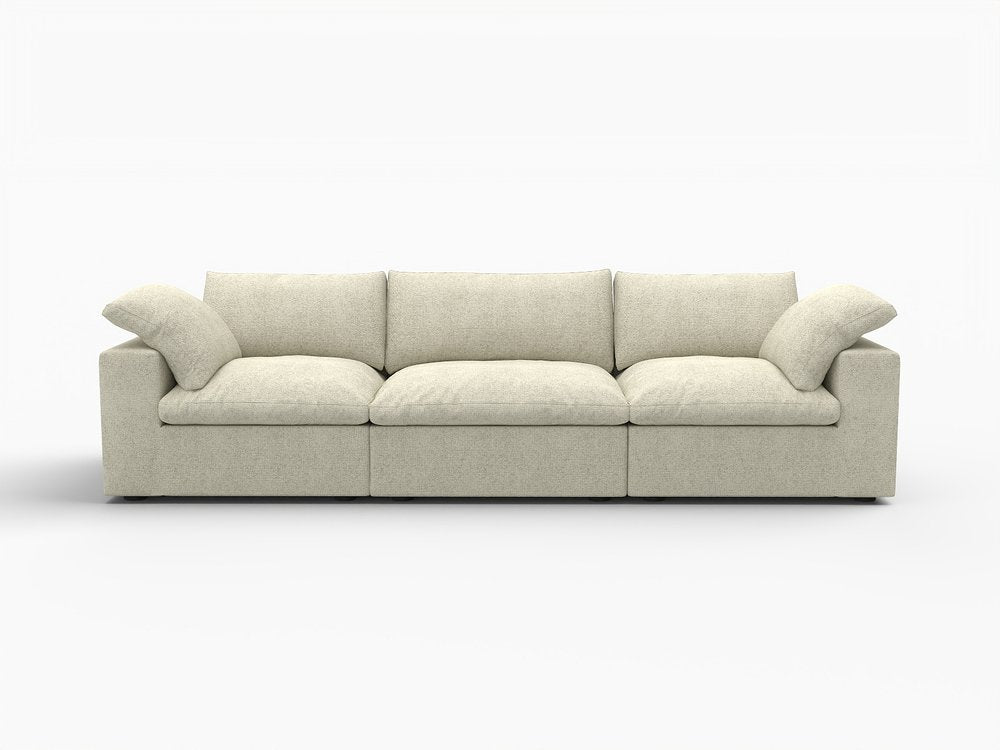 120" Linen Blend Modular Sofa with Toss Pillows