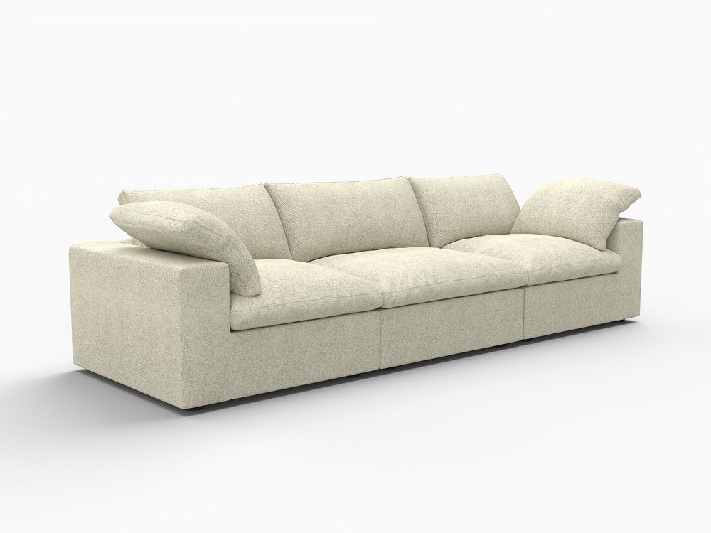 120" Linen Blend Modular Sofa with Toss Pillows