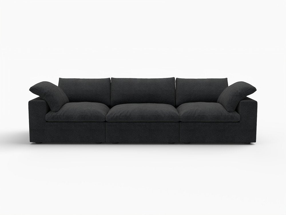 120" Linen Blend Modular Sofa with Toss Pillows