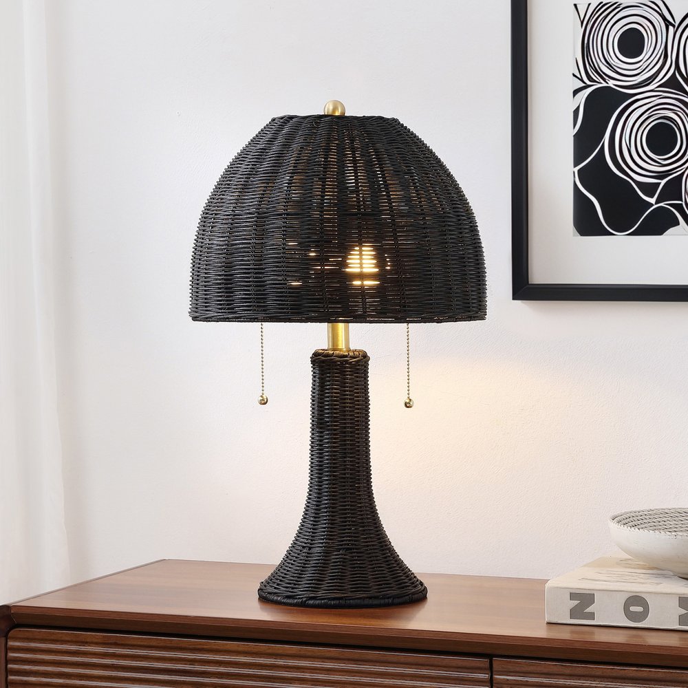 22" Wicker Dome Table Lamp