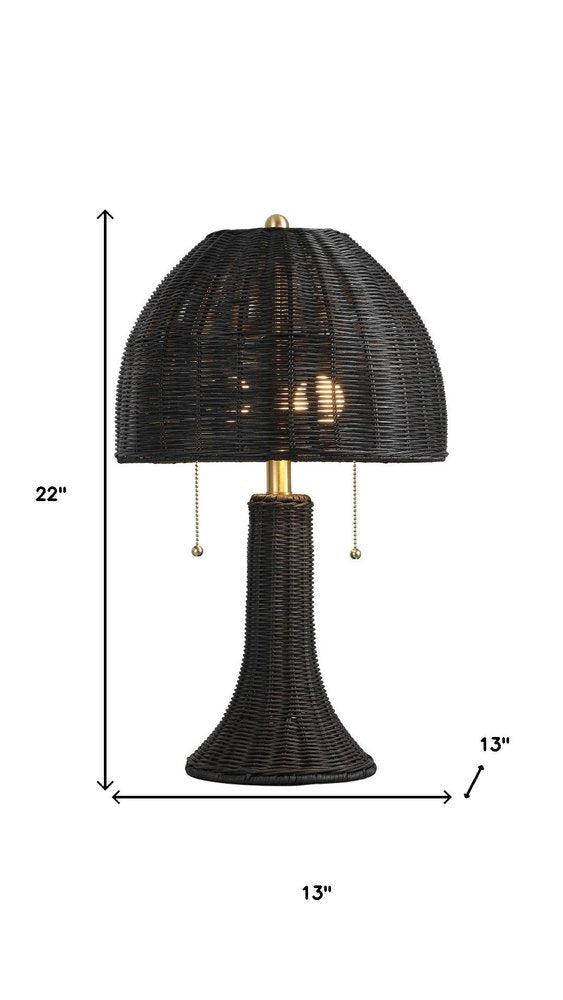 22" Wicker Dome Table Lamp