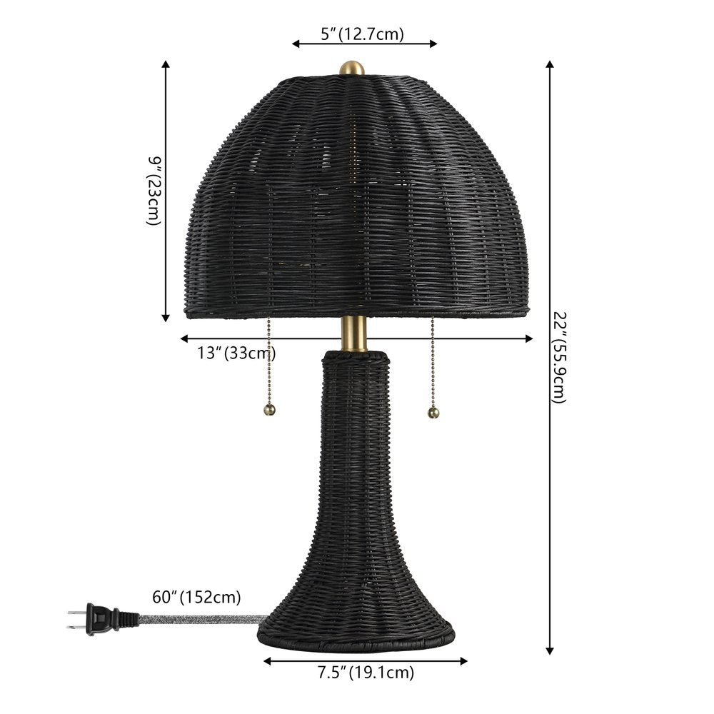 22" Wicker Dome Table Lamp