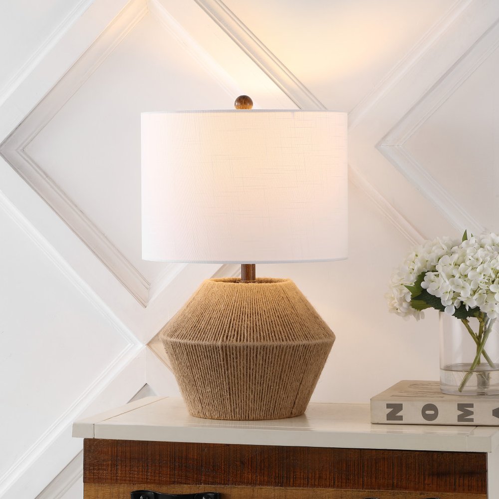 22" Brown Coastal Drum Shade Lamp
