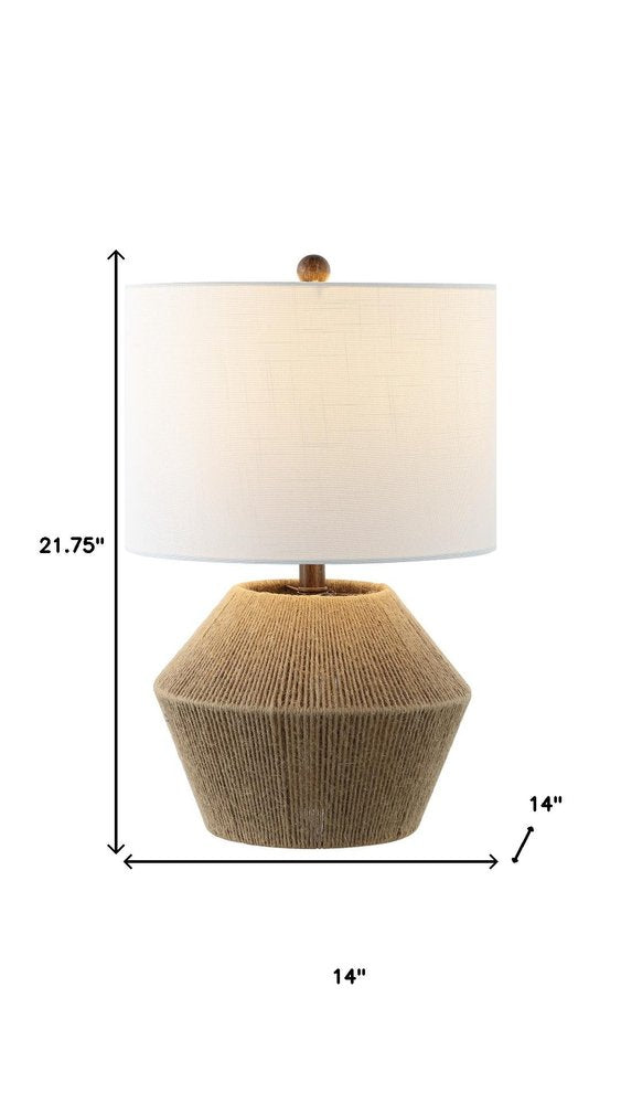 22" Brown Coastal Drum Shade Lamp
