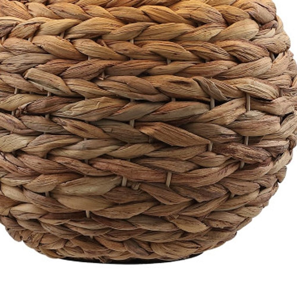 22" Round Wicker Table Lamp with Drum Shade