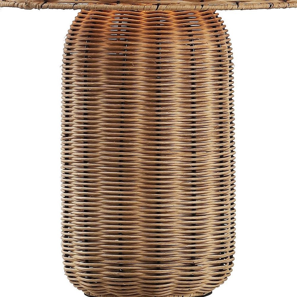 23" Brown Rattan Mushroom Table Lamp