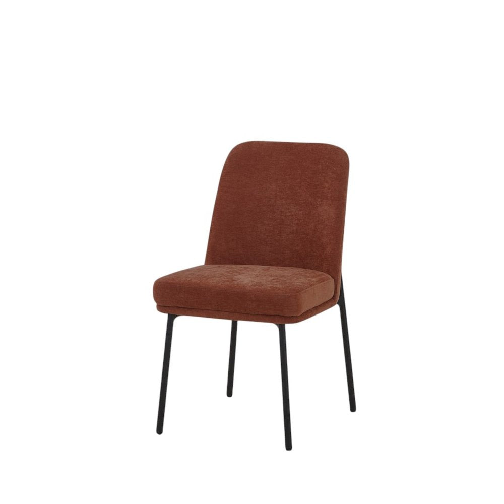 Set of Two 19" Burnt Orange Boucle Contemporary Dining Chair