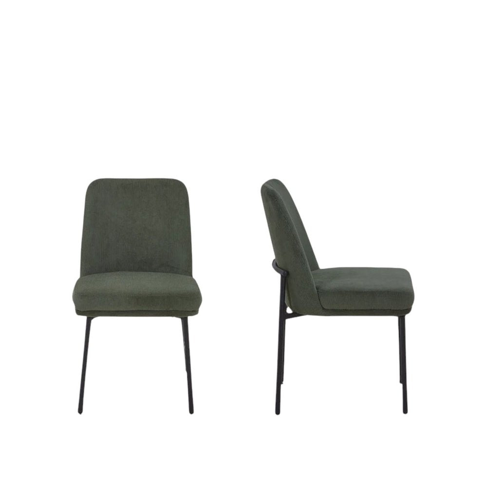 Set of Two 19" Green Corduroy Contemporary Dining Chair