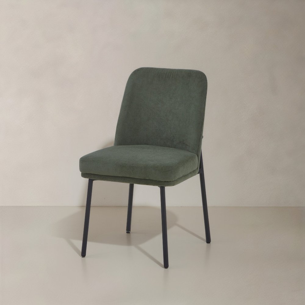 Set of Two 19" Green Corduroy Contemporary Dining Chair