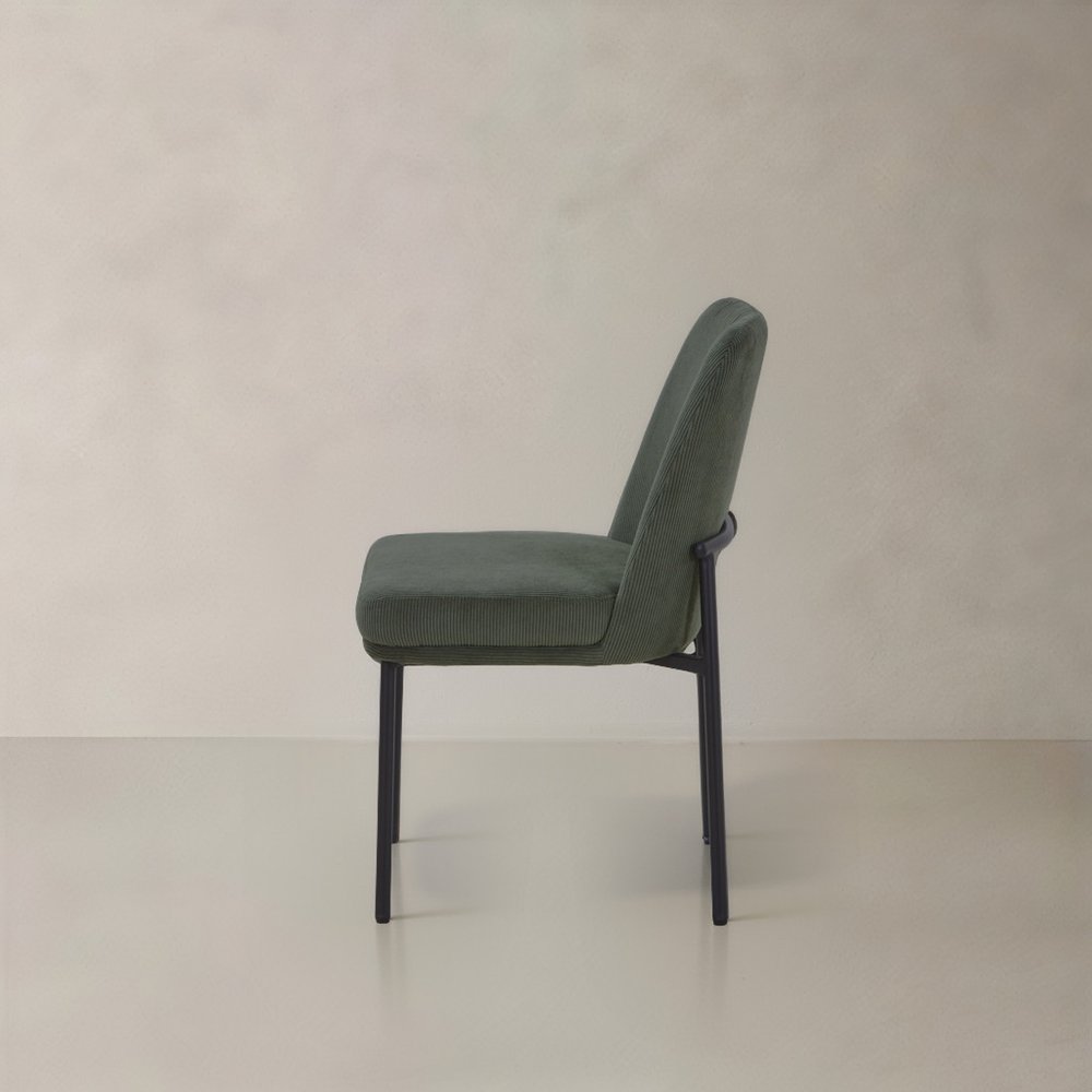 Set of Two 19" Green Corduroy Contemporary Dining Chair