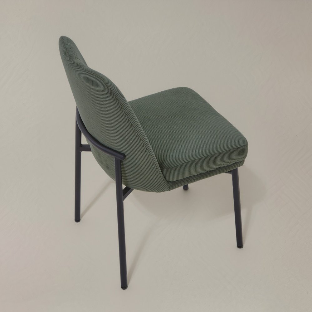Set of Two 19" Green Corduroy Contemporary Dining Chair