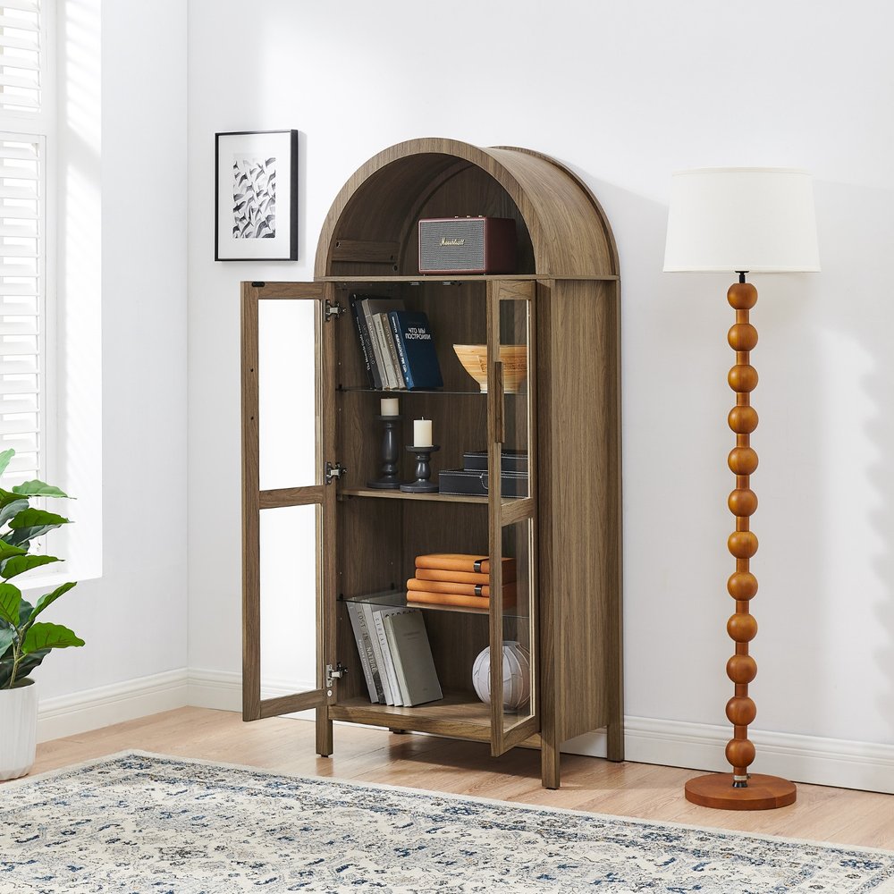 67" Wood Arch Accent Cabinet