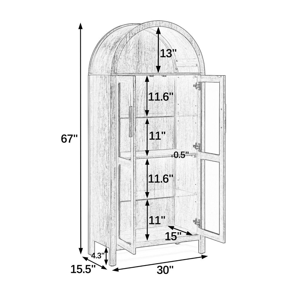 67" Wood Arch Accent Cabinet
