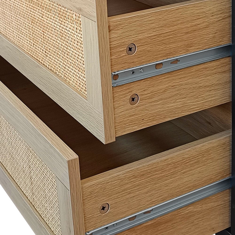 59" Brown Wood Coastal Sideboard with Six Drawers