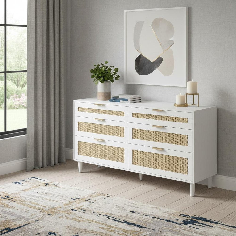 59" White Coastal Wood Accent Sideboard