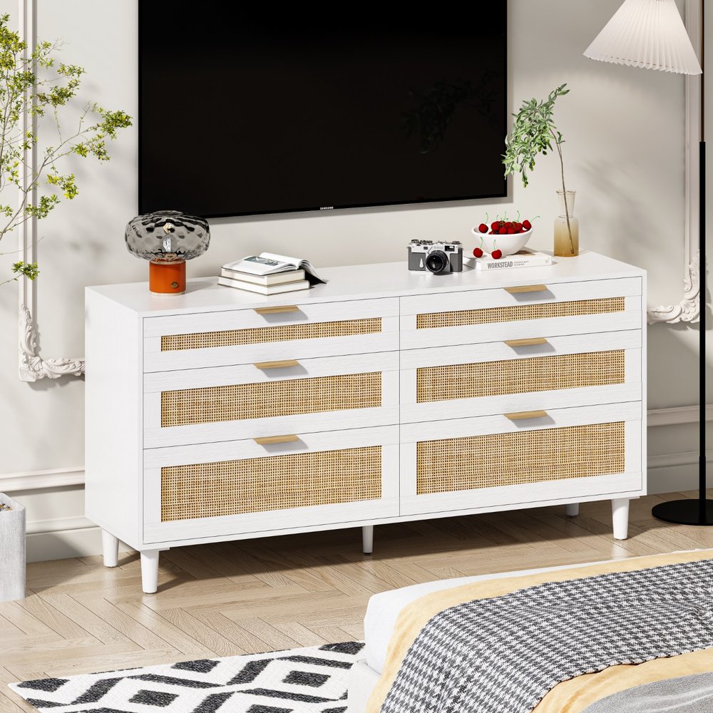 59" White Coastal Wood Accent Sideboard