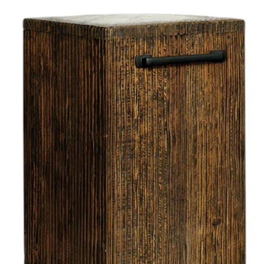 24" Distressed Teak Wood Square Block End Table