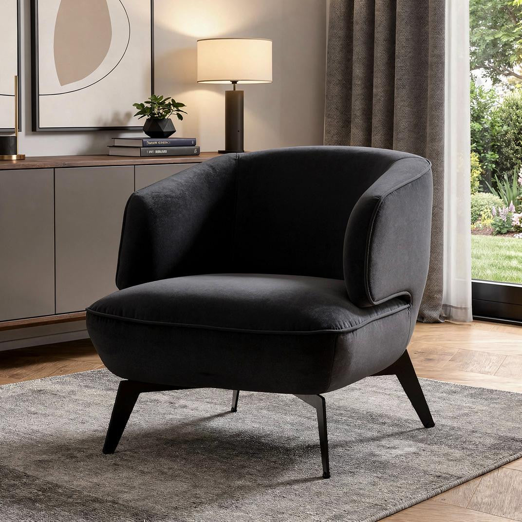 25" Velvet Deco Barrel Chair