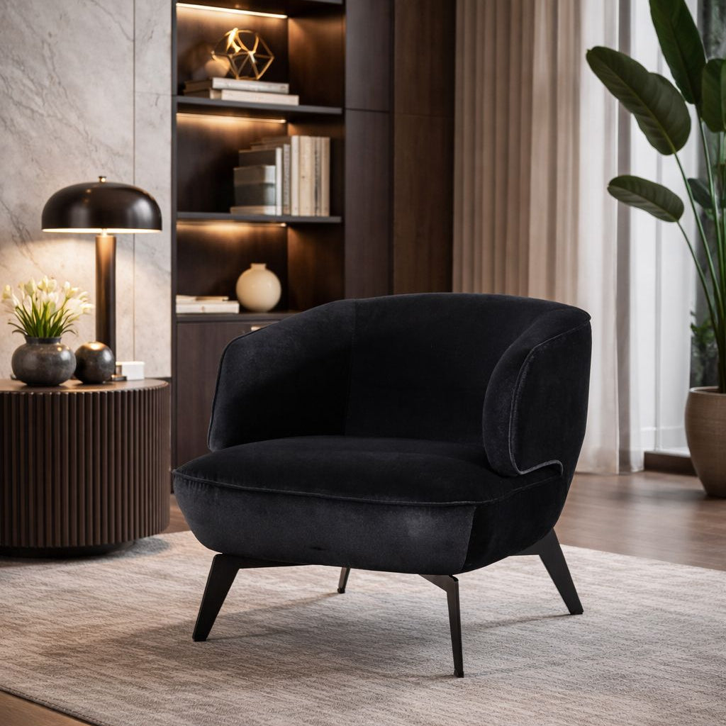25" Velvet Deco Barrel Chair