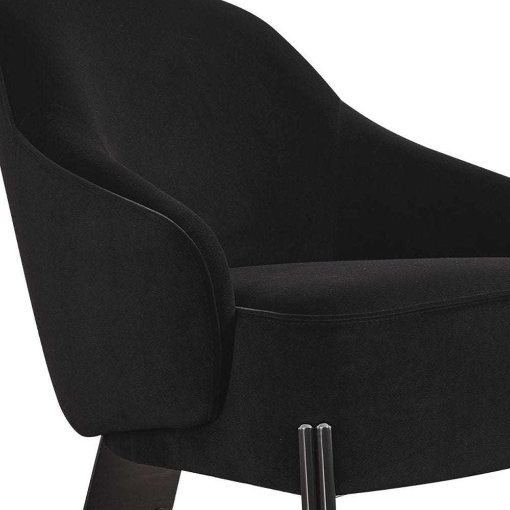 33" Black Velvet Tri-Pod Barrel Chair