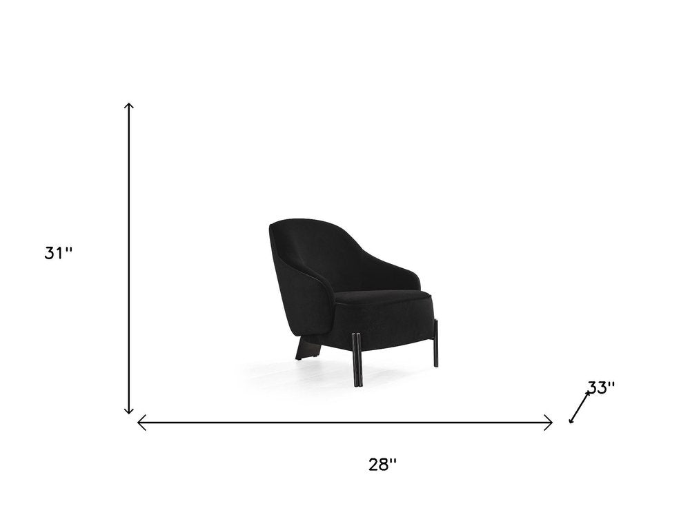 33" Black Velvet Tri-Pod Barrel Chair