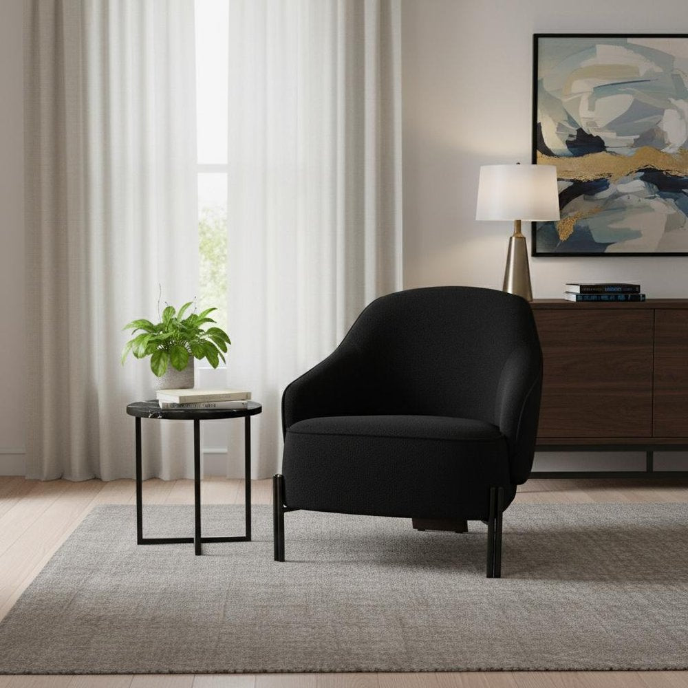 33" Black Velvet Tri-Pod Barrel Chair