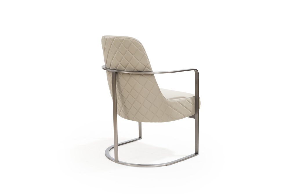 24" Gray Faux Leather Diamond Tufted Armchair