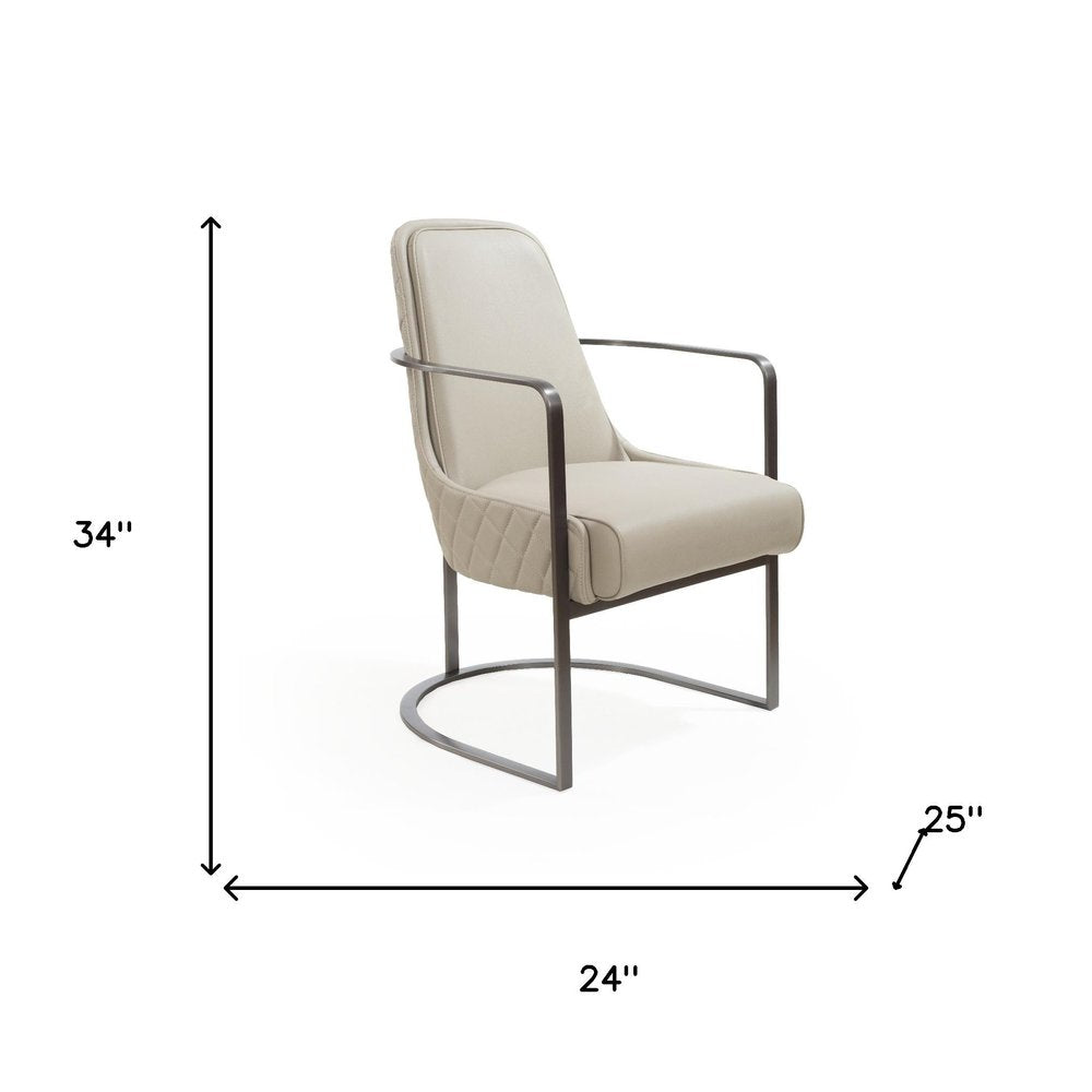 24" Gray Faux Leather Diamond Tufted Armchair