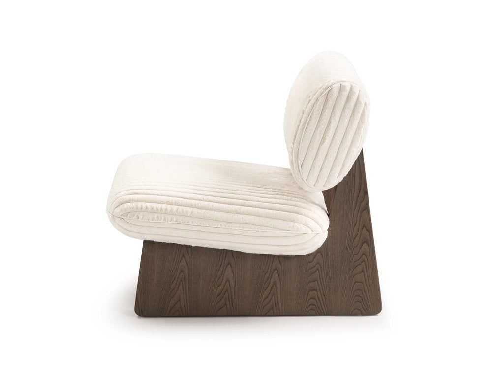 37" White and Ash Faux Fur Lounge Slipper Chair